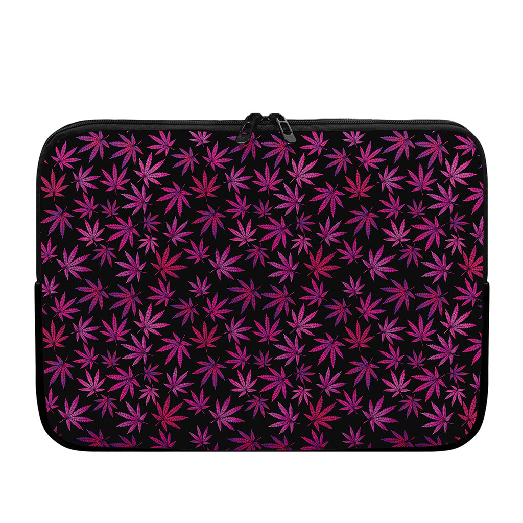 Purple Marijuana Leaf Pattern Print Laptop Sleeve