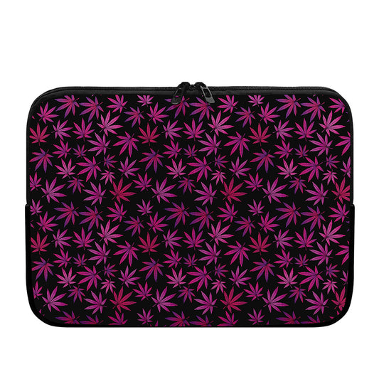 Purple Marijuana Leaf Pattern Print Laptop Sleeve