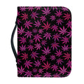 Purple Marijuana Leaf Pattern Print Leather Bible Cover