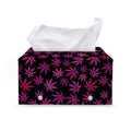 Purple Marijuana Leaf Pattern Print Leather Tissue Box Cover