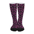 Purple Marijuana Leaf Pattern Print Long Socks