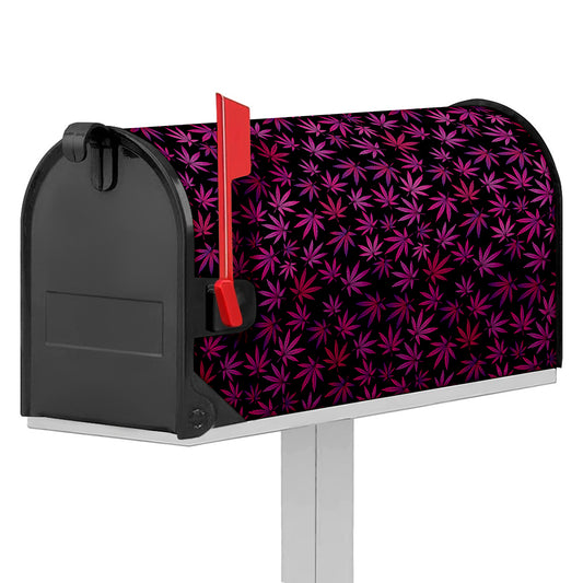 Purple Marijuana Leaf Pattern Print Mailbox Cover