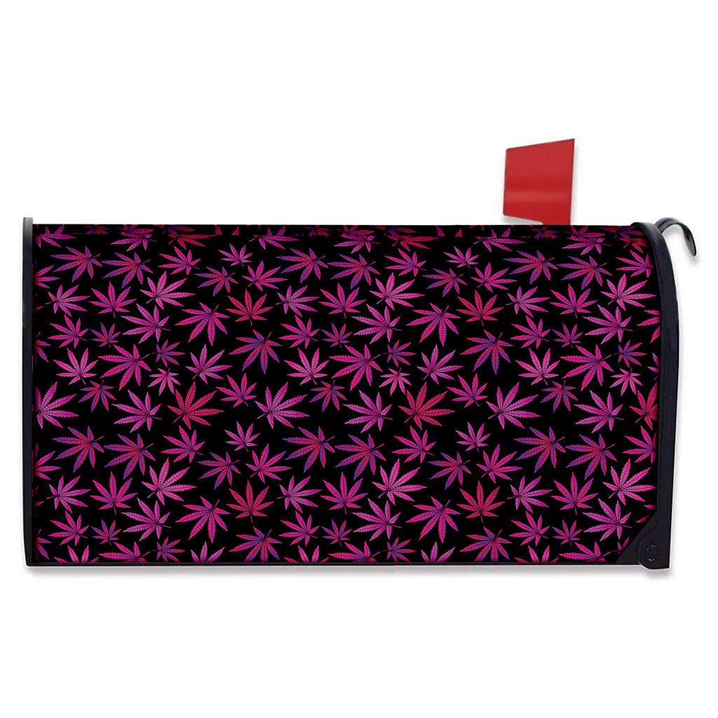 Purple Marijuana Leaf Pattern Print Mailbox Cover