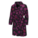 Purple Marijuana Leaf Pattern Print Men's Bathrobe