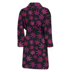 Purple Marijuana Leaf Pattern Print Men's Bathrobe