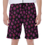Purple Marijuana Leaf Pattern Print Men's Beach Shorts