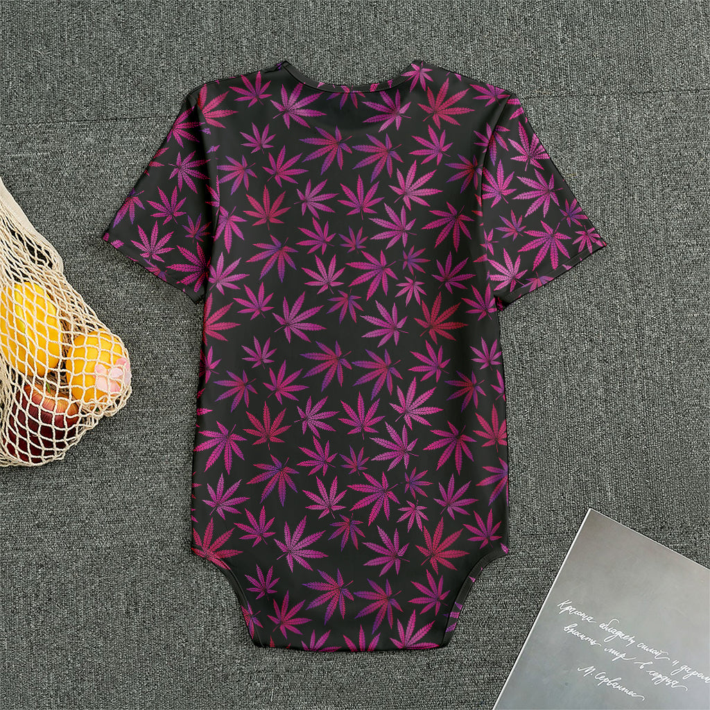Purple Marijuana Leaf Pattern Print Men's Bodysuit
