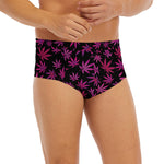 Purple Marijuana Leaf Pattern Print Men's Briefs