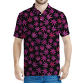 Purple Marijuana Leaf Pattern Print Men's Polo Shirt