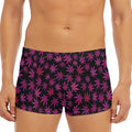 Purple Marijuana Leaf Pattern Print Men's Short Boxer Briefs