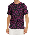 Purple Marijuana Leaf Pattern Print Men's Short Sleeve Rash Guard