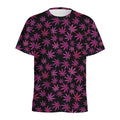 Purple Marijuana Leaf Pattern Print Men's Athletic T-Shirt