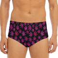 Purple Marijuana Leaf Pattern Print Men's Triangle Swim Briefs