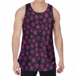 Purple Marijuana Leaf Pattern Print Men's Velvet Tank Top