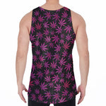 Purple Marijuana Leaf Pattern Print Men's Velvet Tank Top
