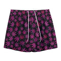 Purple Marijuana Leaf Pattern Print Mesh Shorts