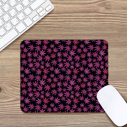 Purple Marijuana Leaf Pattern Print Mouse Pad