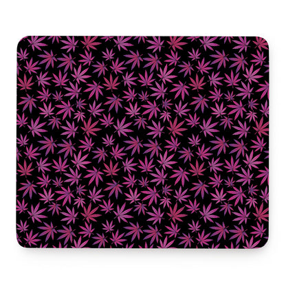 Purple Marijuana Leaf Pattern Print Mouse Pad