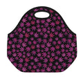 Purple Marijuana Leaf Pattern Print Neoprene Lunch Bag