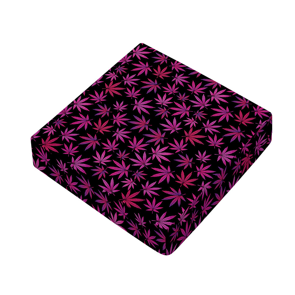 Purple Marijuana Leaf Pattern Print Outdoor Seat Cushion Cover