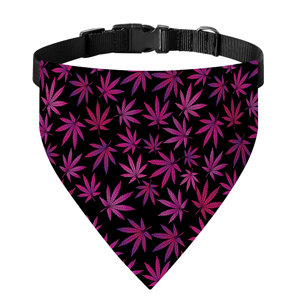 Purple Marijuana Leaf Pattern Print Over The Collar Dog Bandana