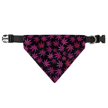 Purple Marijuana Leaf Pattern Print Over The Collar Dog Bandana