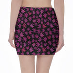 Purple Marijuana Leaf Pattern Print Pencil Mini Skirt