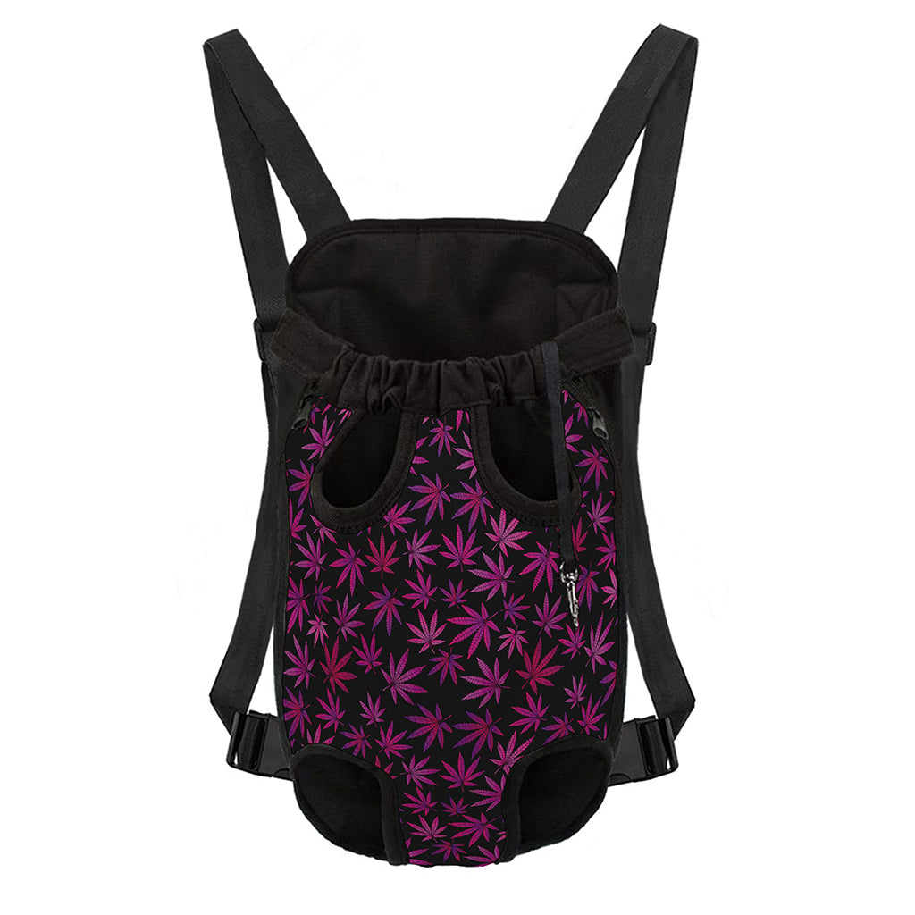Purple Marijuana Leaf Pattern Print Pet Carrier Backpack
