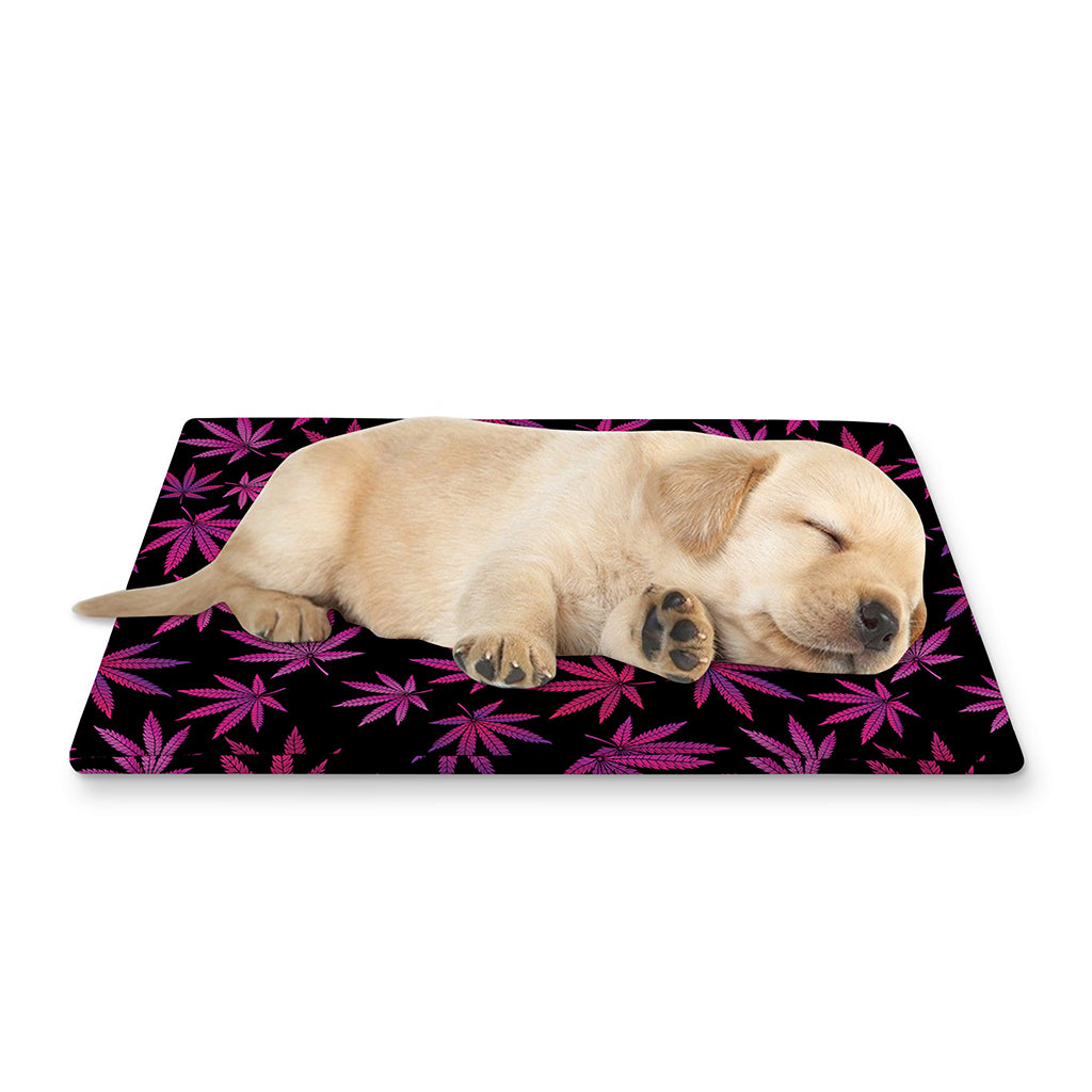 Purple Marijuana Leaf Pattern Print Pet Cooling Mat Cover