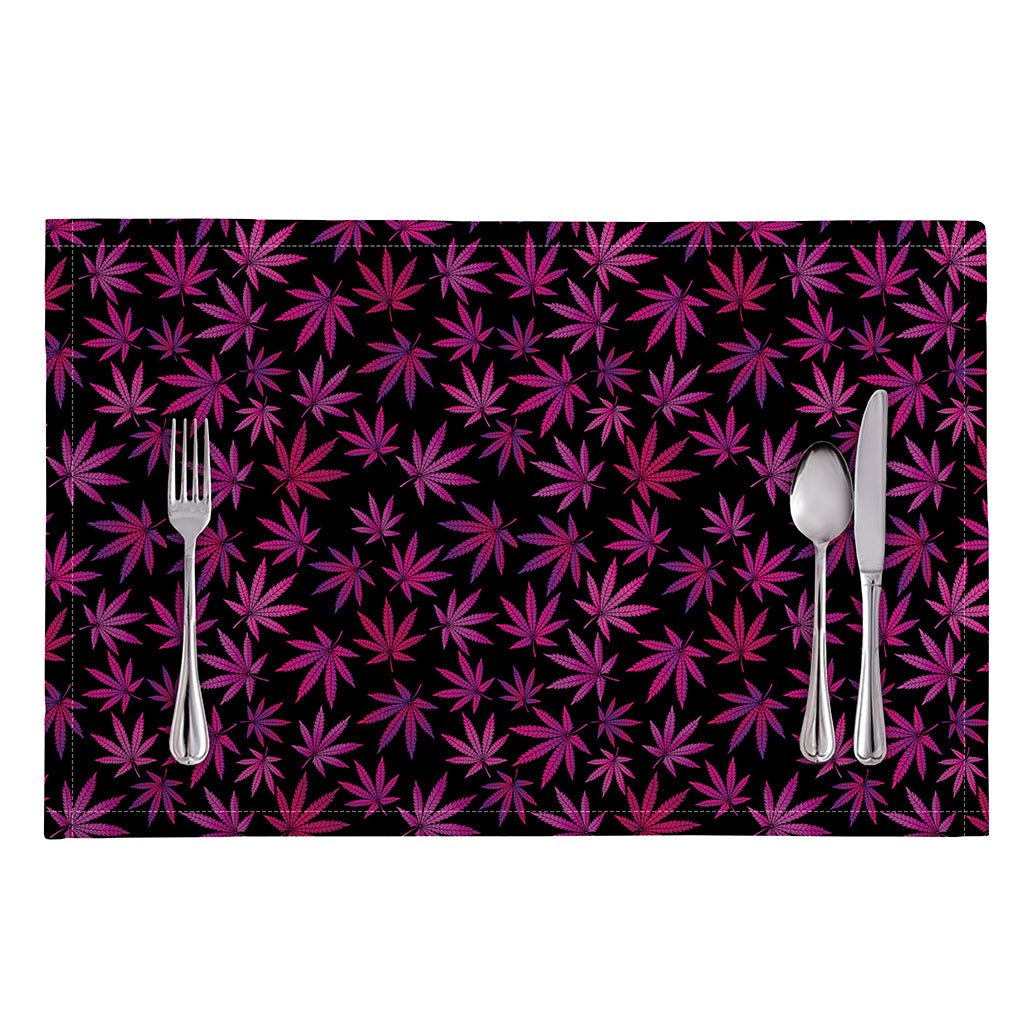 Purple Marijuana Leaf Pattern Print Placemat