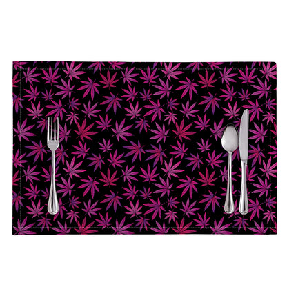 Purple Marijuana Leaf Pattern Print Placemat