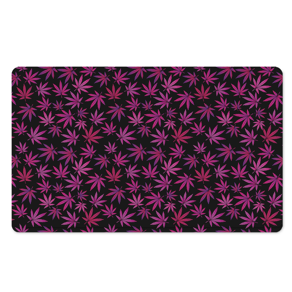 Purple Marijuana Leaf Pattern Print Polyester Doormat