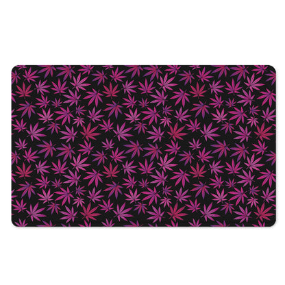 Purple Marijuana Leaf Pattern Print Polyester Doormat