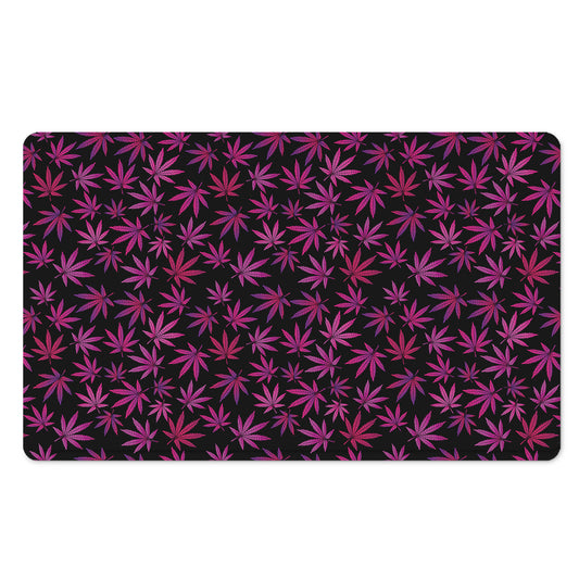 Purple Marijuana Leaf Pattern Print Polyester Doormat