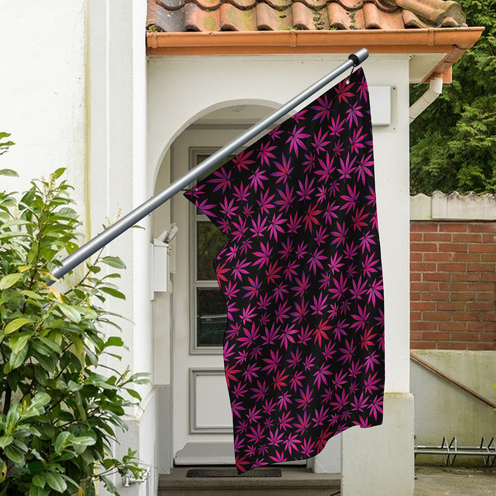 Purple Marijuana Leaf Pattern Print Polyester Flag