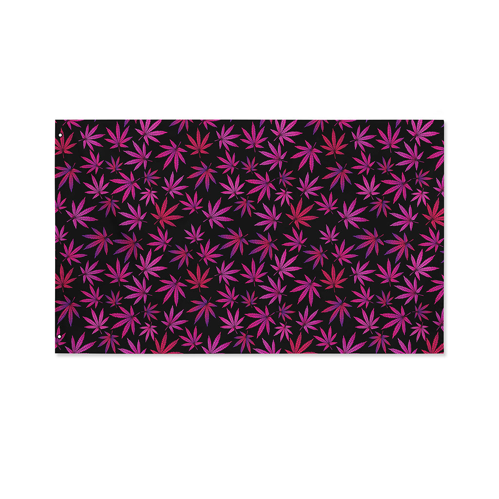 Purple Marijuana Leaf Pattern Print Polyester Flag