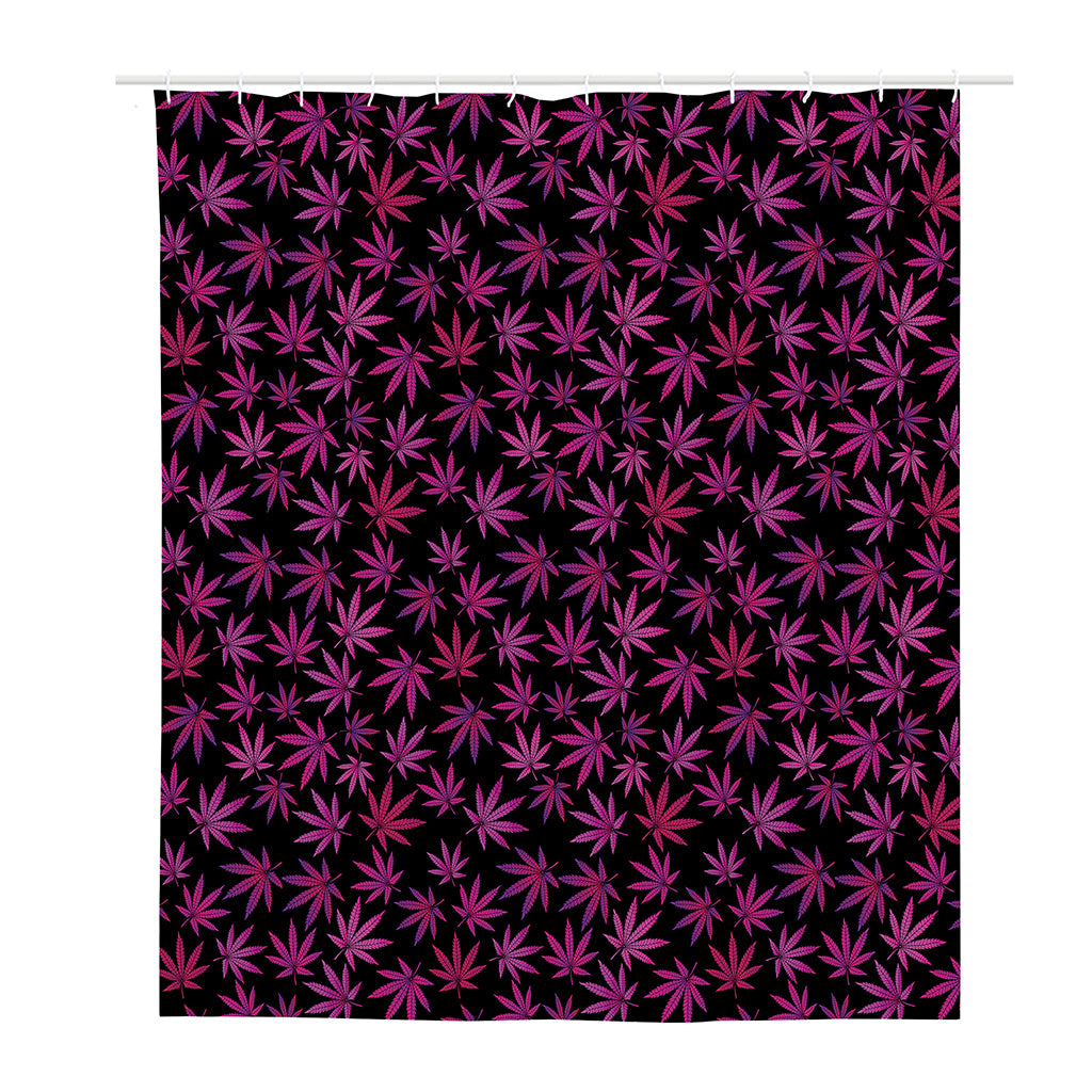 Purple Marijuana Leaf Pattern Print Polyester Shower Curtain