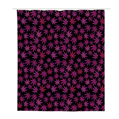 Purple Marijuana Leaf Pattern Print Polyester Shower Curtain