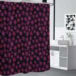 Purple Marijuana Leaf Pattern Print Premium Shower Curtain
