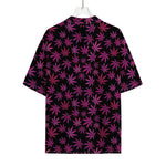 Purple Marijuana Leaf Pattern Print Rayon Hawaiian Shirt