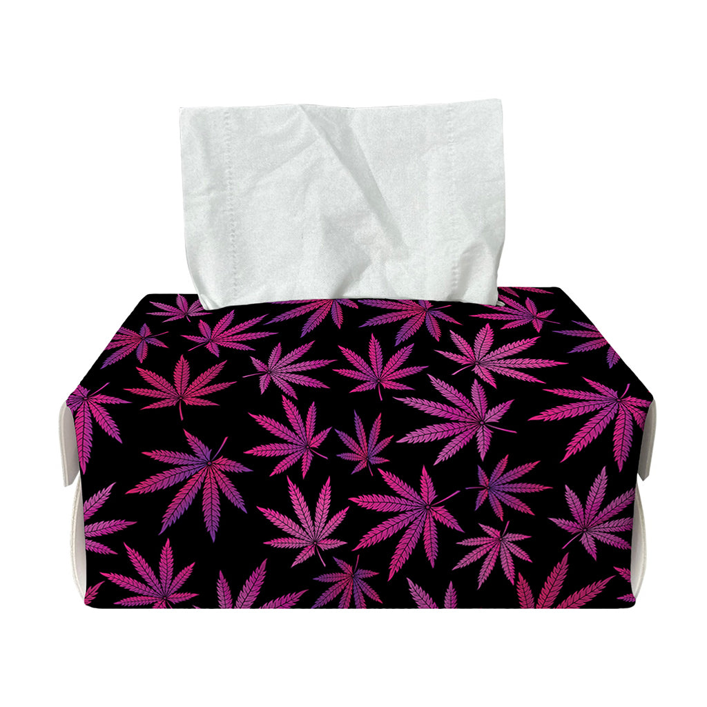 Purple Marijuana Leaf Pattern Print Rectangle Tissue Box Cover