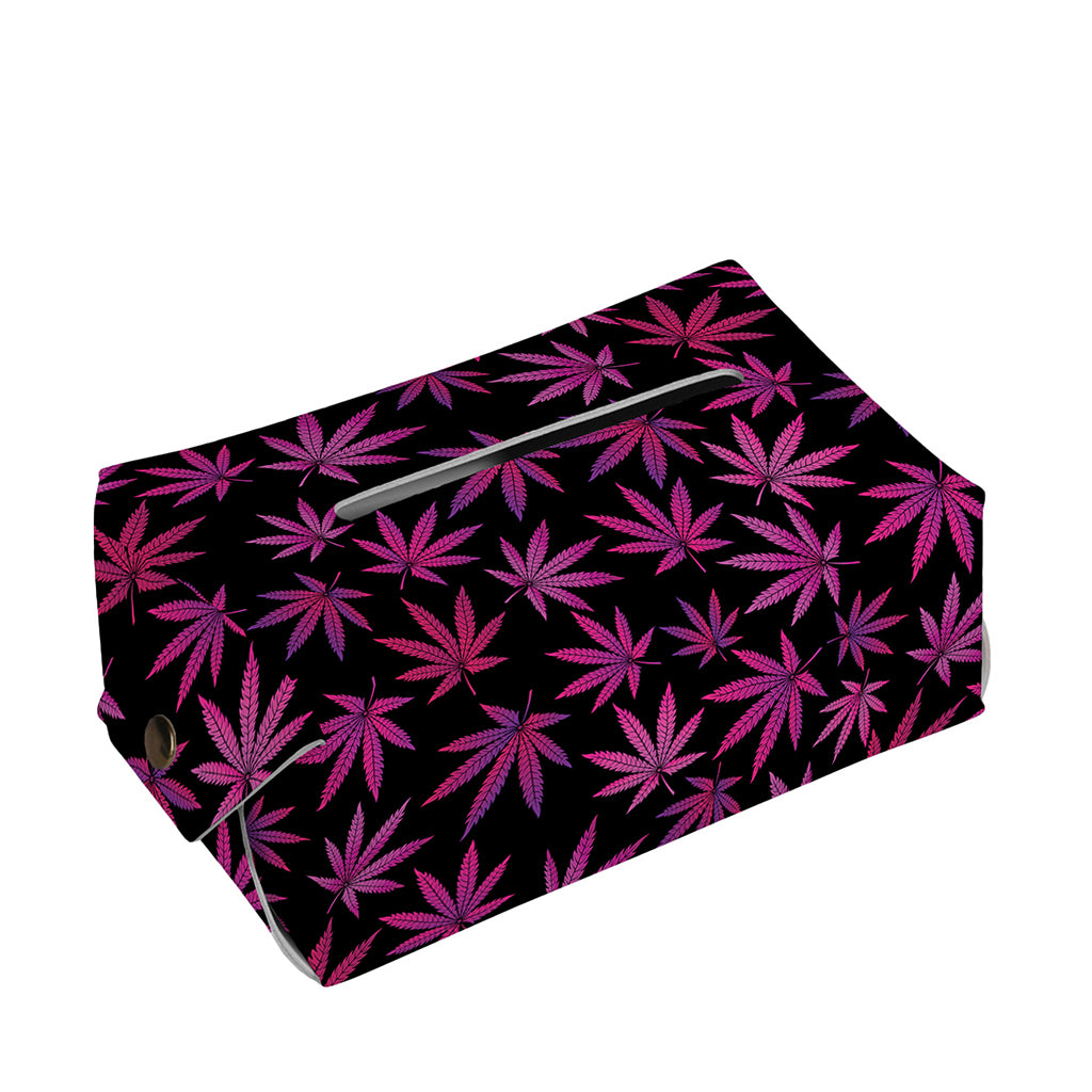 Purple Marijuana Leaf Pattern Print Rectangle Tissue Box Cover