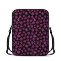 Purple Marijuana Leaf Pattern Print Rectangular Crossbody Bag