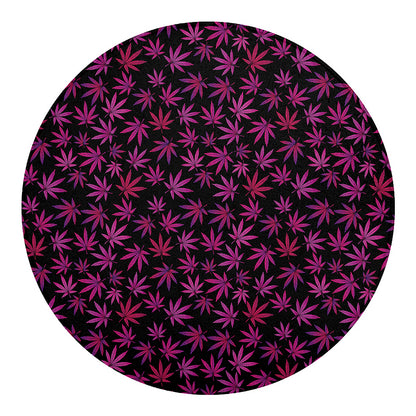 Purple Marijuana Leaf Pattern Print Round Blanket