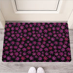 Purple Marijuana Leaf Pattern Print Rubber Doormat