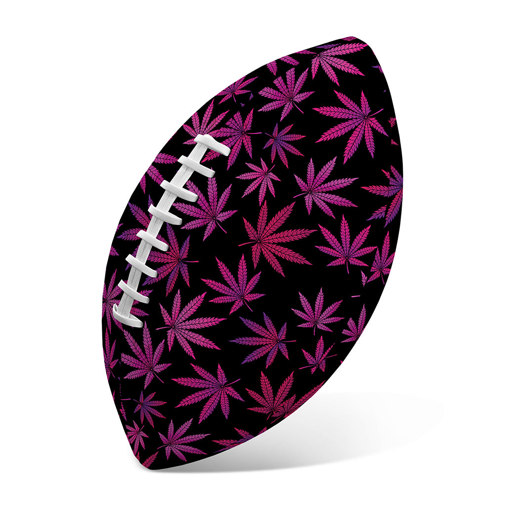 Purple Marijuana Leaf Pattern Print Rugby Ball