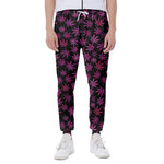Purple Marijuana Leaf Pattern Print Scuba Joggers