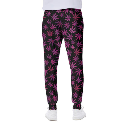 Purple Marijuana Leaf Pattern Print Scuba Joggers