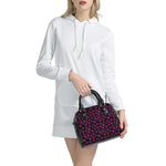 Purple Marijuana Leaf Pattern Print Shoulder Handbag