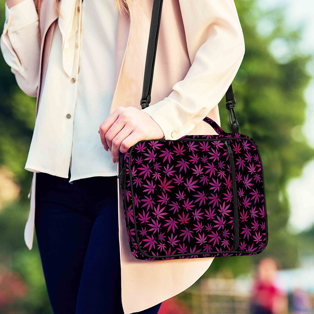 Purple Marijuana Leaf Pattern Print Shoulder Strap Bible Bag